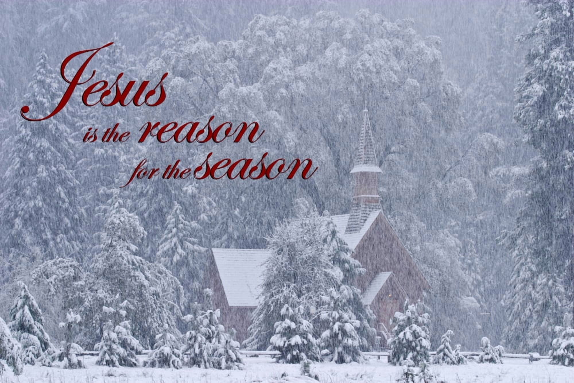 USA California Yosemite National Park Yosemite Chapel in Snowstorm Canvas Art - Brenda Tharp Danita Delimont (34 x 22)