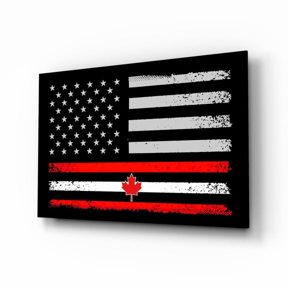 USA-Canada Flag Glass Wall Art || Designer Collection