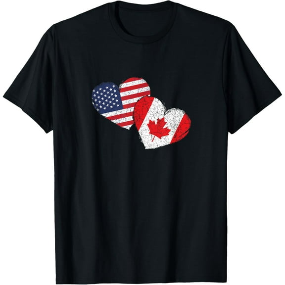 USA Canada Heart Country Flag American Canadian T-Shirt