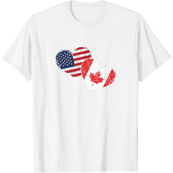 USA Canada Heart Country Flag American Canadian T-Shirt