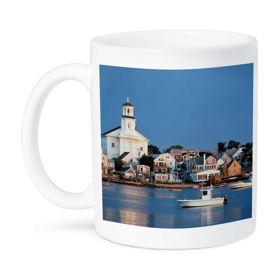 3dRose, USA, Cape Cod, Massachusetts, Provincetown Harbor and town., 15oz Mug
