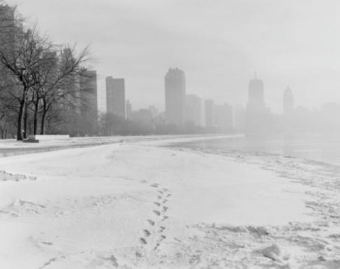 USA Chicago Illinois Winter cityscape Canvas Art - (24 x 36)