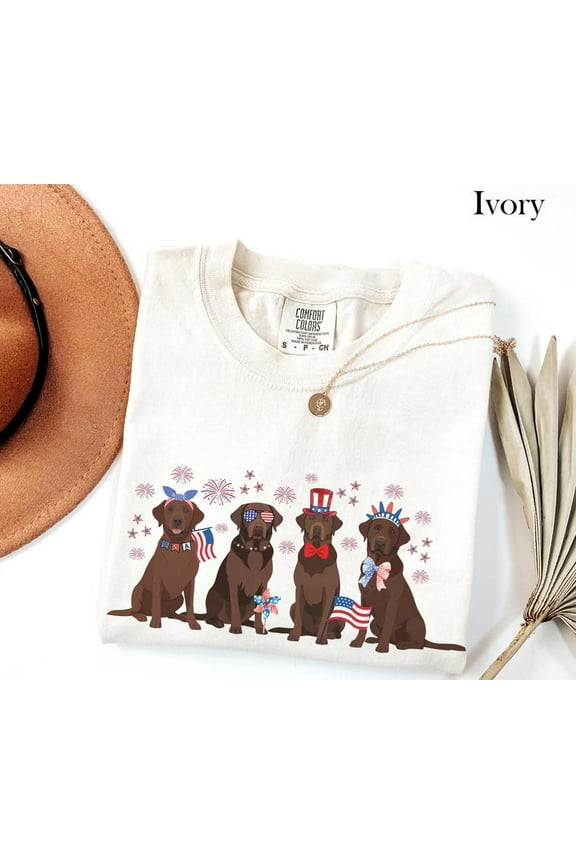 USA Chocolate Lab T-Shirt, Labrador Retriever Fourth of July Tshirt, Dog 4th of July T Shirt, Lab Mom Tee Brown Lab Retriever Mama Gift Patriotic TH120644