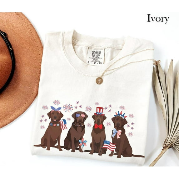 USA Chocolate Lab T-Shirt, Labrador Retriever Fourth of July Tshirt, Dog 4th of July T Shirt, Lab Mom Tee Brown Lab Retriever Mama Gift Patriotic TH120644