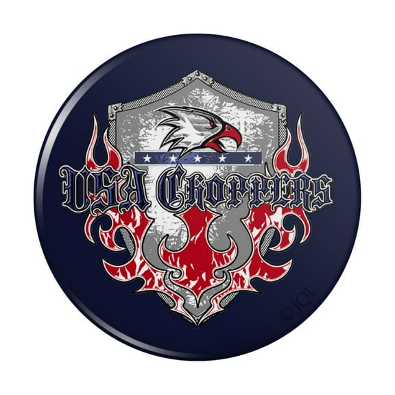 USA Choppers Shield Flames Eagle American Motorcycle Biker Pinback Button Pin