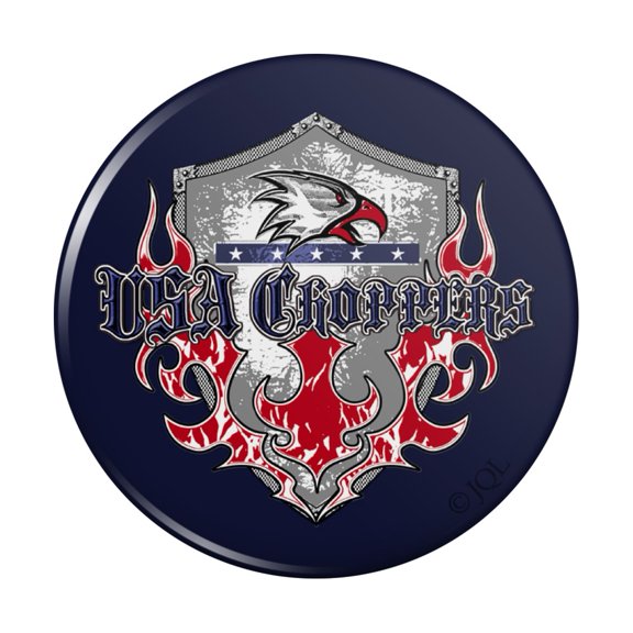 USA Choppers Shield Flames Eagle American Motorcycle Biker Pinback Button Pin