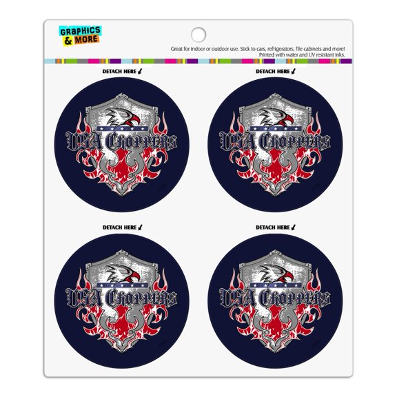 USA Choppers Shield Flames Eagle American Motorcycle Biker Refrigerator Fridge Locker Vinyl Circle Magnet Set