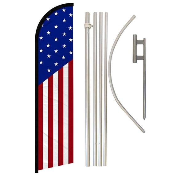 USA Classic Windless Banner Flag & Pole Kit