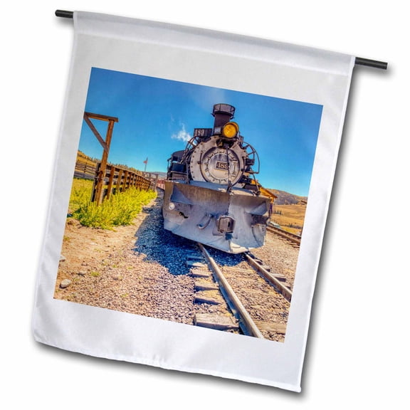 3dRose, USA, Colorado. Cumbres and Toltec Scenic Railroad train., 18 x 27 inch Garden Flag