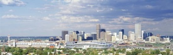USA Colorado Denver Invesco Stadium High angle view of the city Canvas Art - Panoramic Images (36 x 12)