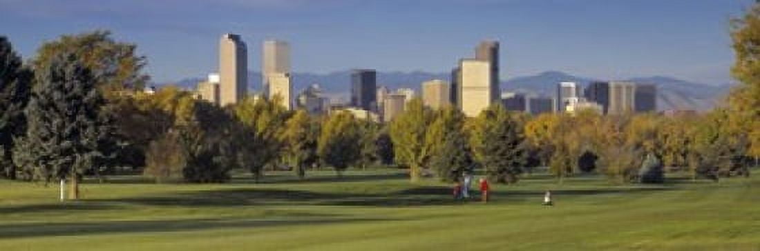USA Colorado Denver panoramic view of skyscrapers around a golf course Canvas Art - Panoramic Images (18 x 6)