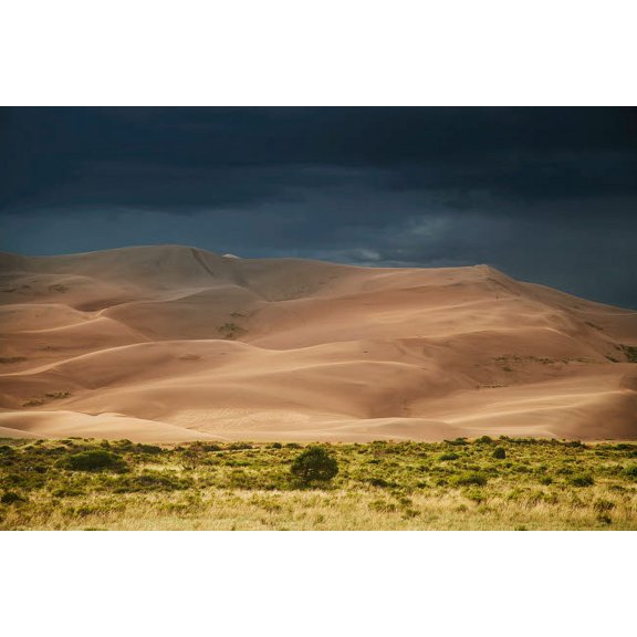 USA, Colorado, Great Sand Dunes National Park Thunderstorm over sand dunes near sunset Credit as: Don Grall / Jaynes Gallery Poster Print by Jaynes Gallery (36 x 24) # US06BJY1491