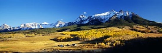 USA Colorado Ridgeway Last Dollar Ranch autumn Canvas Art - Panoramic Images (36 x 12)