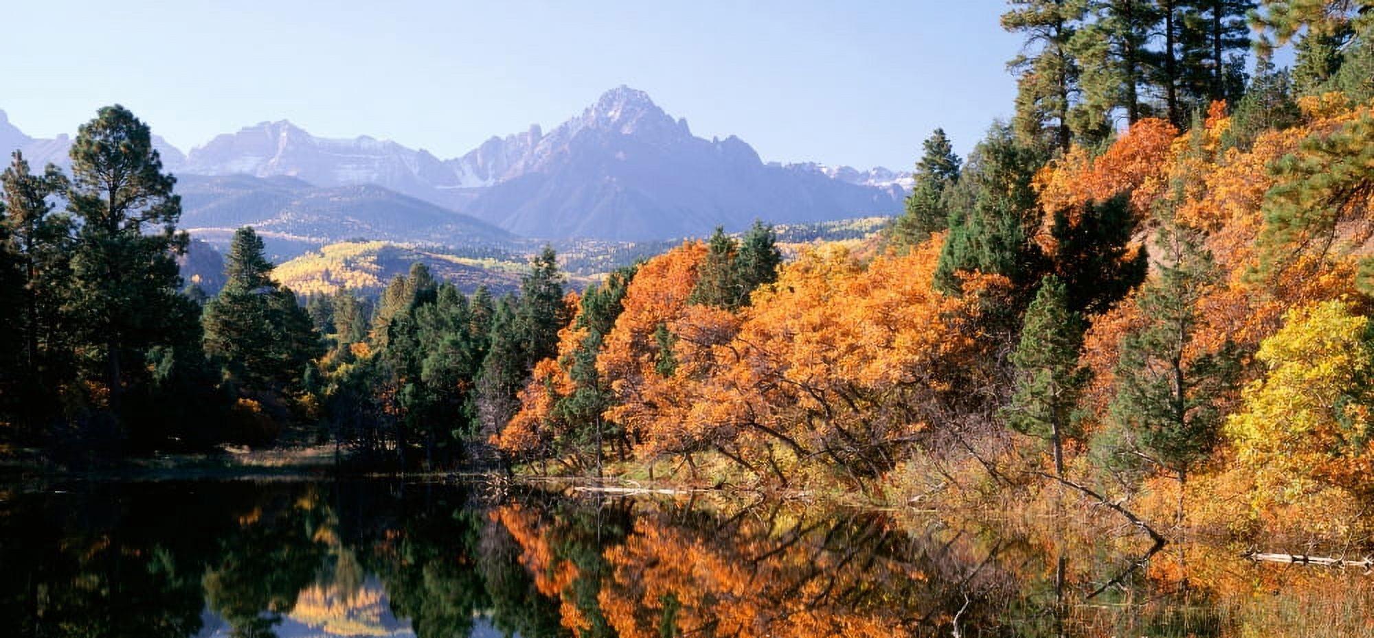 USA Colorado Uncompahgre National Forest Panoramic view of waterfront and mountain range Canvas Art - Panoramic Images (9 x 27)