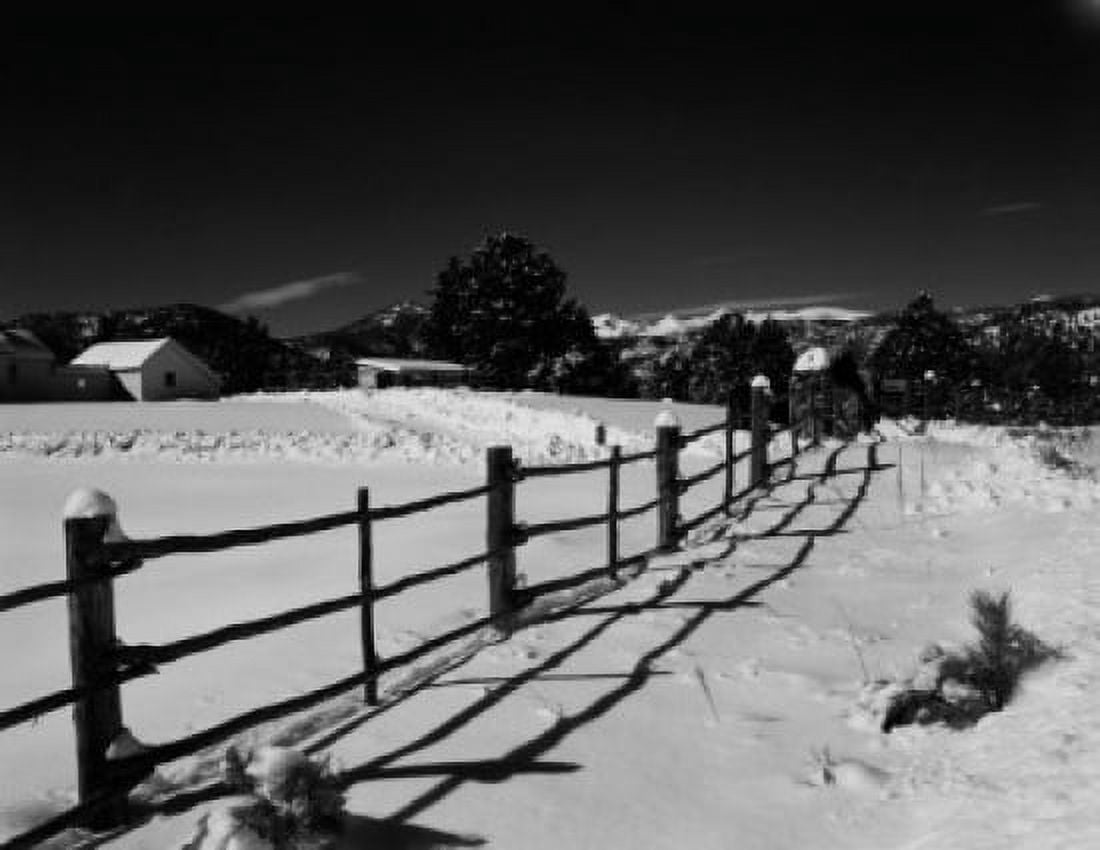 USA Colorado Winter farm scene with rail fence Canvas Art - (18 x 24)