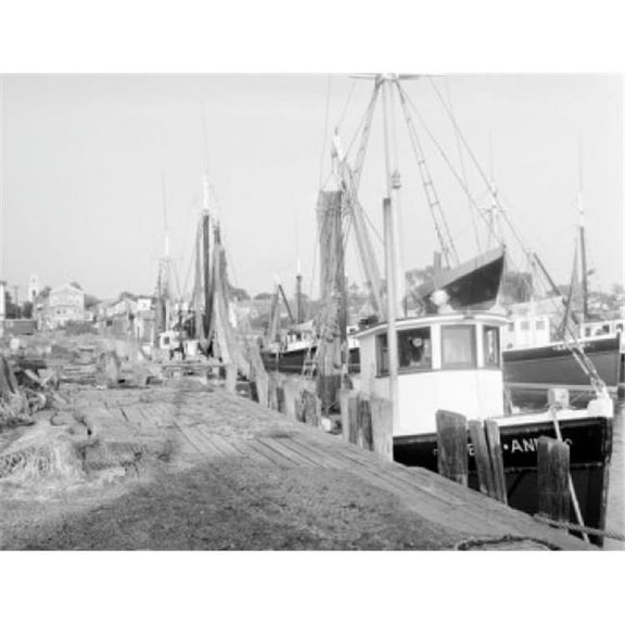 USA Connecticut Stonington Fishing Boat in Docks Poster Print