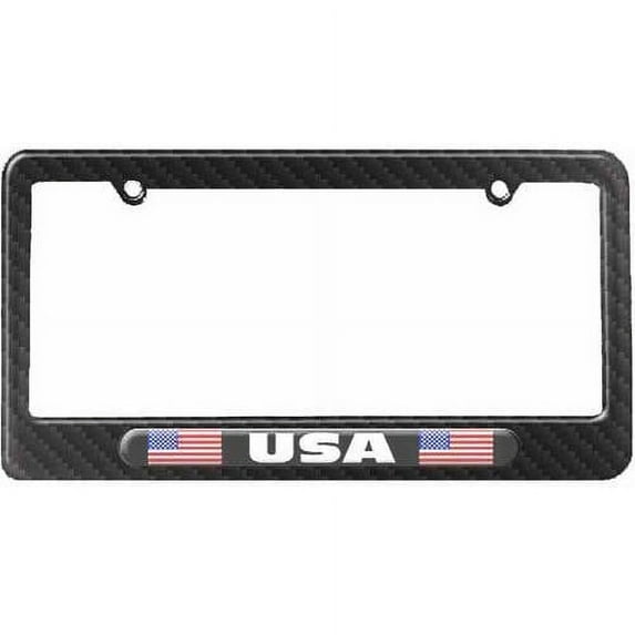 USA Country Flag, Black Double License Plate Tag Frame, Multiple Colors