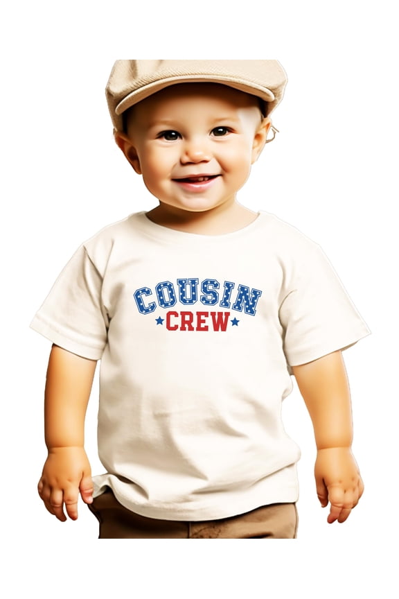 USA Cousin Crew Shirt for Boys and Girls Patriotic Matching 4th of July Tee for Kids Natural Shirt 12 Months