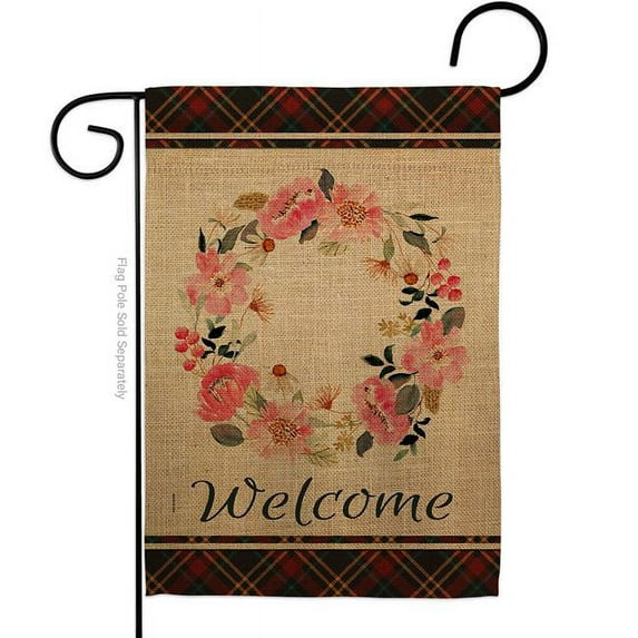 USA Decoration G170028-BO Welcome Wreath Floral Double-Sided Decorative Garden Flag, Multi Color