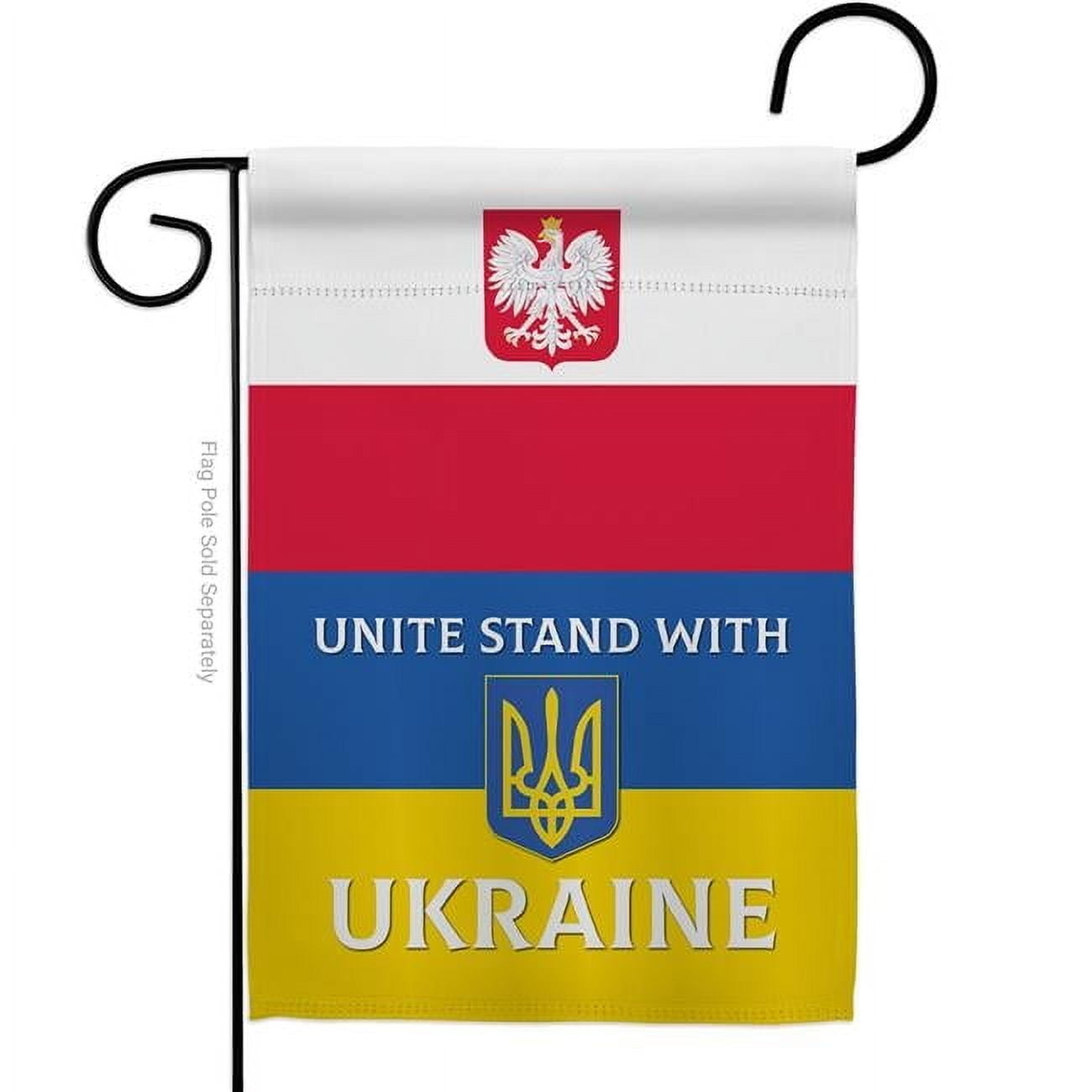 USA Decoration G170266-BO Poland Stand with Ukraine Support Cause 13 x 18.5 in. Double-Sided Decorative Vertical Garden Flags for House Decoration Banner Yard Gift
