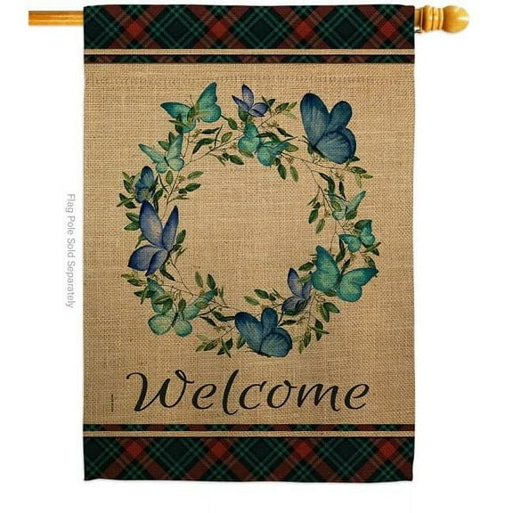 USA Decoration H170029-BO Butterflies Wreath Friends Double-Sided Garden Decorative House Flag, Multi Color