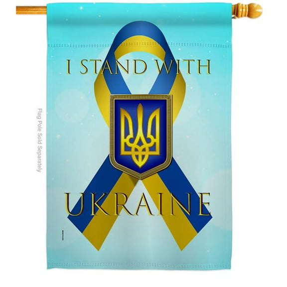 USA Decoration H170258-BO Stand with Ukraine Support Cause 28 x 40 in. Double-Sided Decorative Vertical House Flags for Decoration Banner Garden Yard Gift
