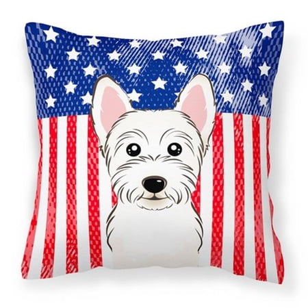 American Flag and Westie Fabric Decorative Pillow