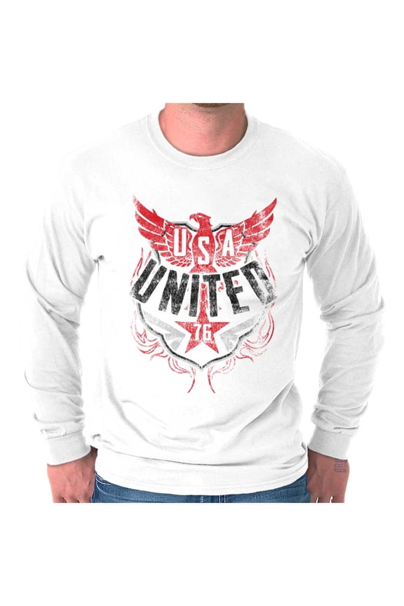 USA Distressed Eagle Logo Patriotic Long Sleeve TShirt Men Women Brisco Brands S