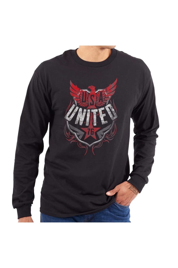 USA Distressed Eagle Logo Patriotic Long Sleeve TShirt Men Women Brisco Brands S