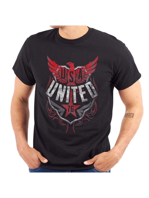 USA Distressed Eagle Logo Patriotic Men's Graphic T Shirt Tees Brisco Brands L