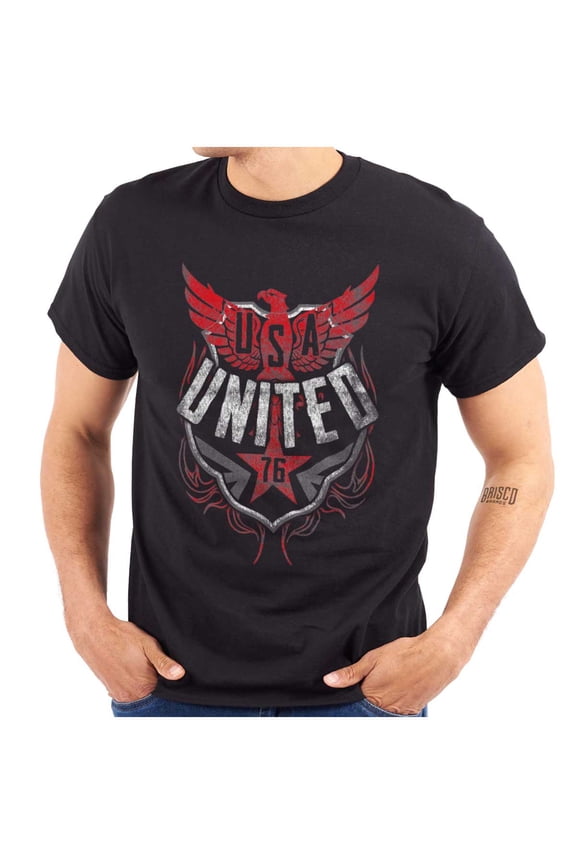 USA Distressed Eagle Logo Patriotic Plus Size Crewneck Graphic Tee Shirt Brisco Brands 2X
