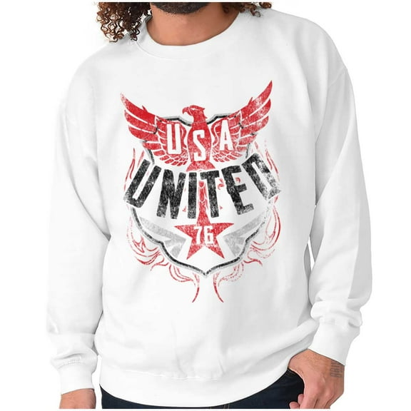 USA Distressed Eagle Logo Patriotic Unisex Plus Fleece Graphic Sweatshirt Brisco Brands 2X