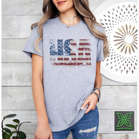 USA Distressed T-Shirt, 4th Of July Party Shirt,America Tee,Memorial Day Gift,Independence Day Gift,Patriotic Family Shirt,Stars and Stripes Tshirt All Size S-5XL