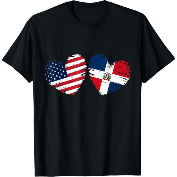 USA Dominican Republic Flag Heart Dominican American T-Shirt