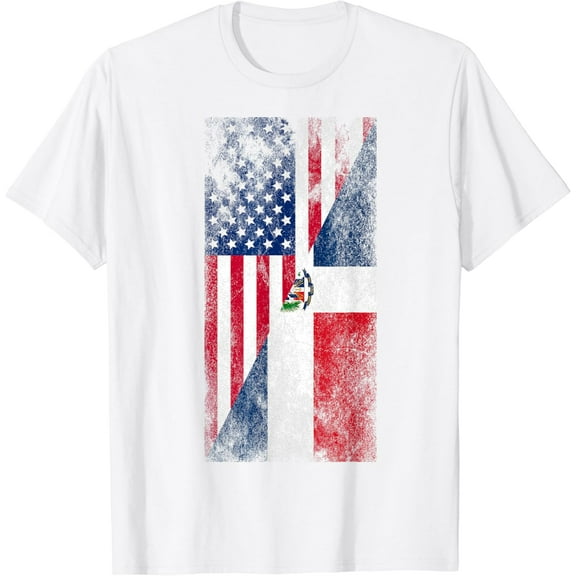 USA & Dominican Republic Flags - US of America, Dominican T-Shirt100% cotton