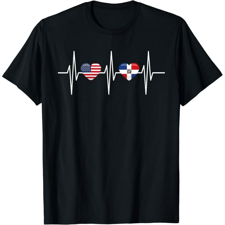 Dominican Republic Flag On Heart T-Shirt Dominican Republic Flag On Heart T-Shirt