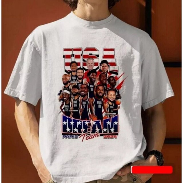 USA Dream Team Basketball Olympic Paris 2024 Caricature Shirt_White