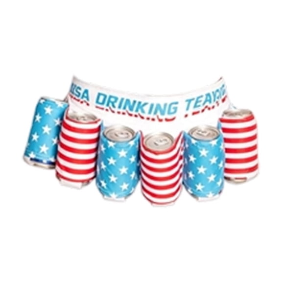 USA Drinking Beer Belt, 6 Cans Adjustable Beverage Holders for 4th of July, Parties, and Outdoor Events Beer Accessories Gift