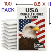 USA Durable Bubble Mailers Puncture Resistant Solid White Poly Self-Adhesive Bubble Mailers, 8.5" X 11", White, 100 Count