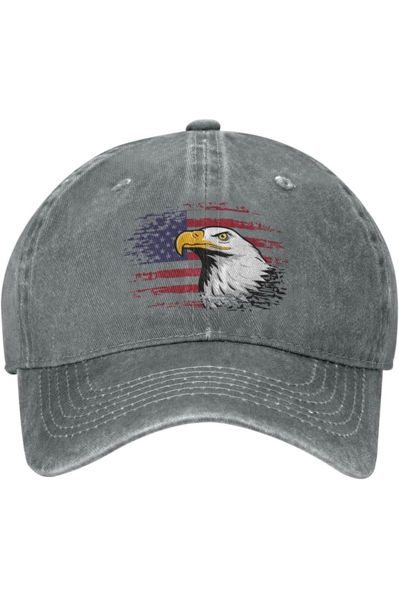 USA Eagle Cool Flag Distressed Adjustable Washed Denim Low Profile Mens Dad Trucker Hat Baseball Ball Cap for Men
