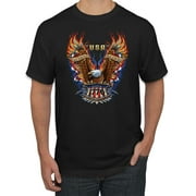 USA Eagle Land of the Free Home of the Brave Est 1776 | Mens American Pride Graphic T-Shirt, Black, X-Large