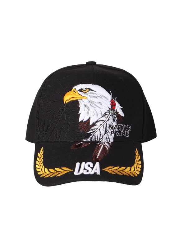 USA Eagle Native Pride Embroidered Color Block Trucker Hat Unisex Adjustable Cotton Breathable Fashion Cap for Travel Daily Wear