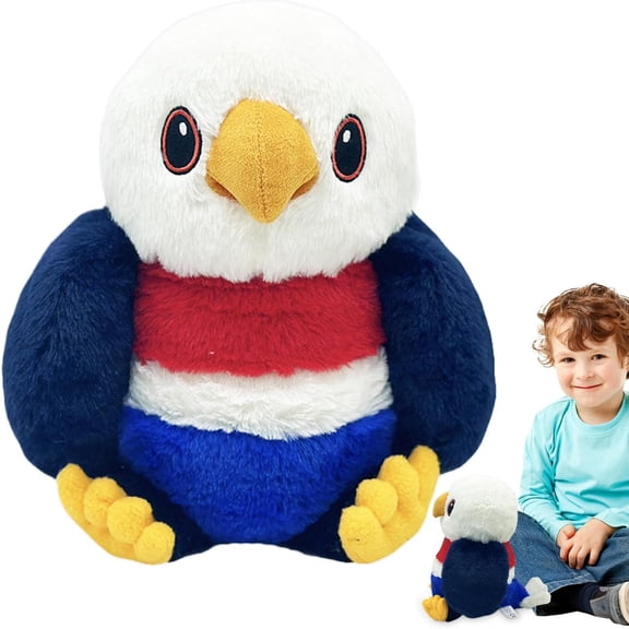 USA Eagle Plush Stuffed Animal 12 Inch, Patriotic Raptor Bird Soft Toy for Kids, American Symbol Decor for 4th of July, Cuddly Bird Sculpture Gift for Boys Girls