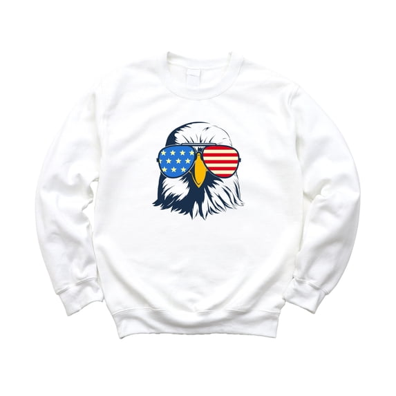 USA Eagle Sweatshirt for Women, Teens, and Girls Red White & Blue Trendy Patriotic Sweater White Sweatshirt Youth Small