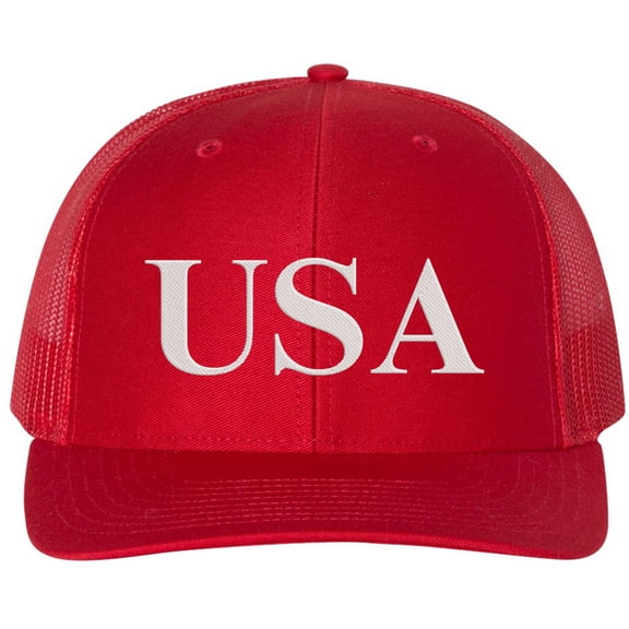 USA Embroidered Trucker Hat | Donald Trump United States Patriotic Mesh Back Cap for Men & Women