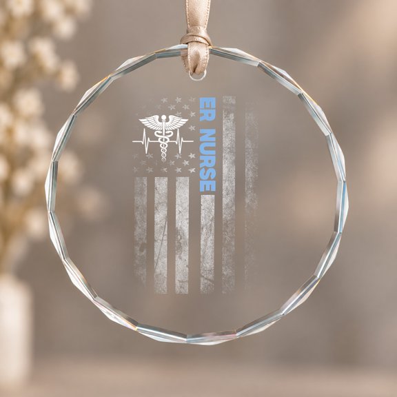 USA Emergency Department Emergency Room Healthcare ER Nurse Ornament, Party Decor, Circle Glass Ornament