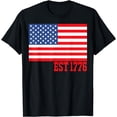 thumbnail image 1 of USA Est. 1776 America Independence Day 4th Of July Flag T-Shirt, 1 of 3