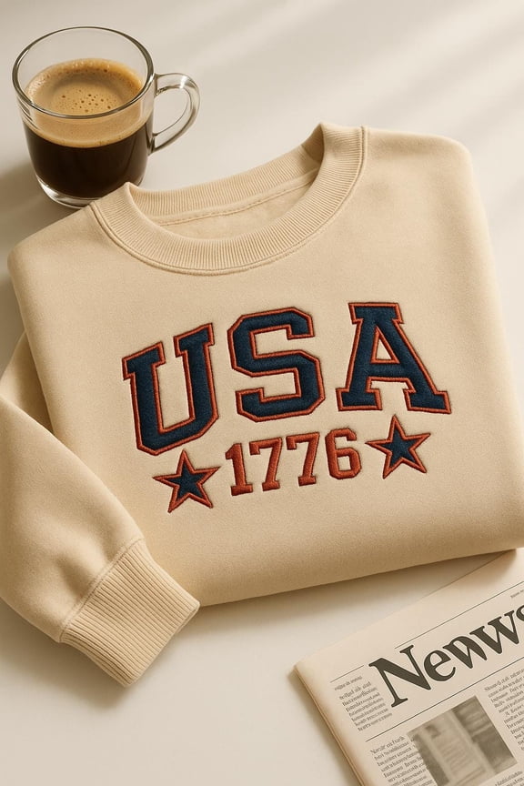 USA Est 1776 Embroidered Shirt, Patriotic American Tee for 4th of July, Cute USA Gift for America Lovers, United States Pride Apparel