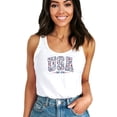 thumbnail image 1 of USA Est 1776 Floral Tank Top for Women & Teens Patriotic Faux Embroidery Red White and Blue Tee White Tank Top XX-Large, 1 of 5