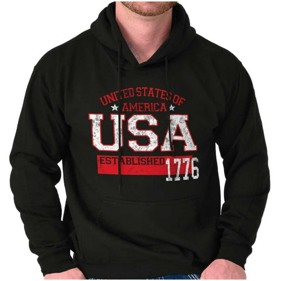 USA Est 1776 Patriotic Americana Hoodie Sweatshirt Women Men Brisco Brands L